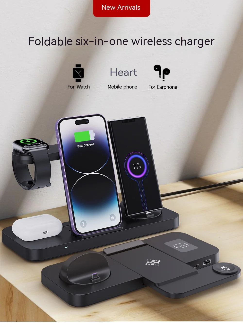 Portable Trio Charger for Phone Headset and Watch