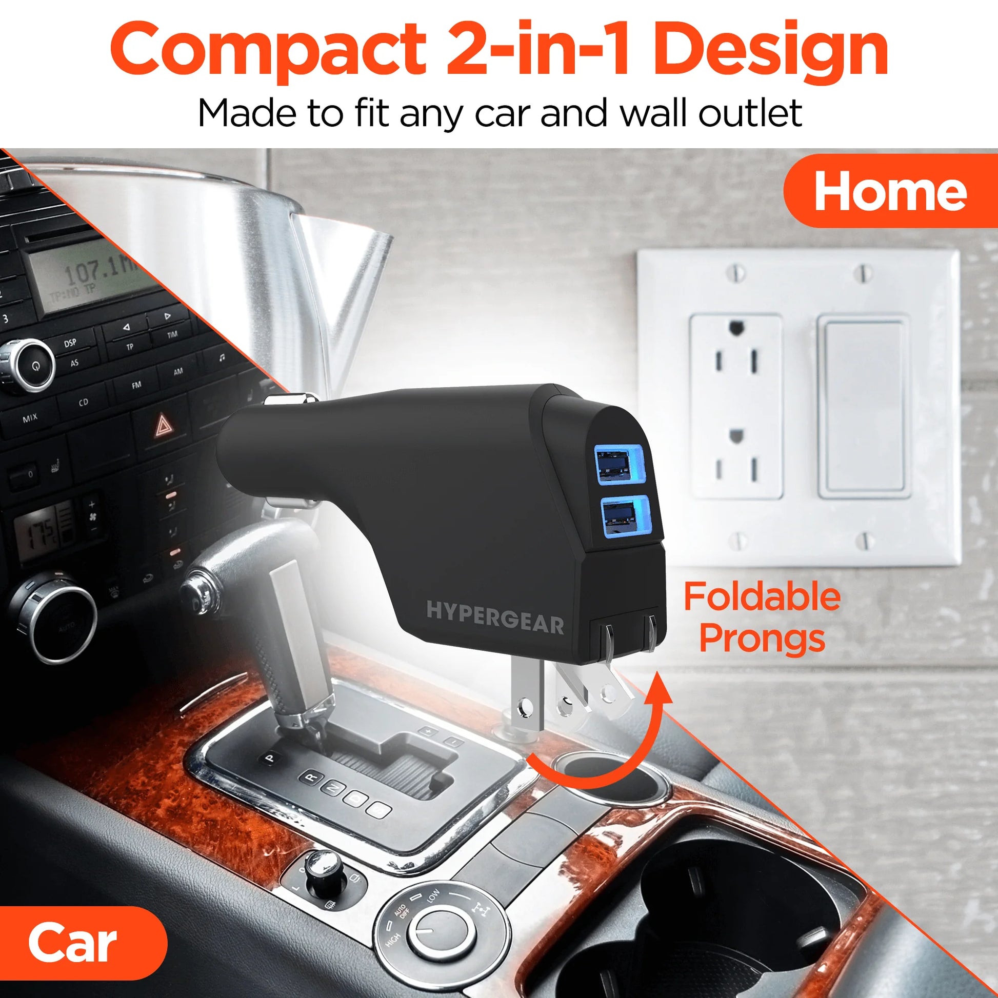 Hypergear Hybrid 2.1A Dual USB Car/Wall Charger