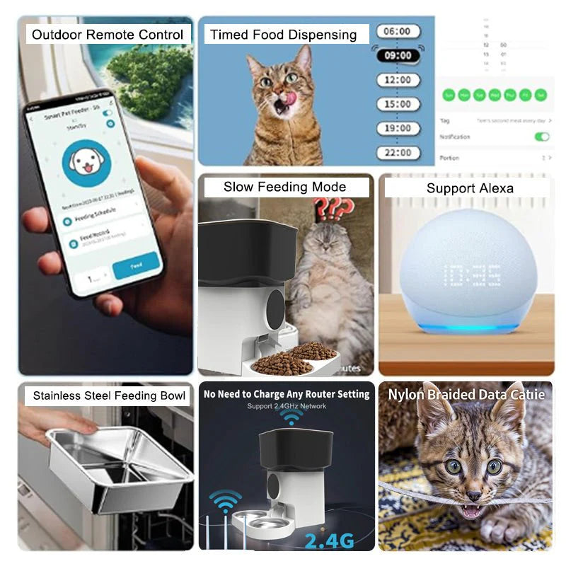 HEYBO Smart Automatic Cat Feeder - 7L- Reliable Automatic Cat Food Dispenser