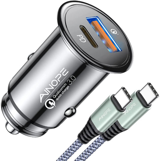 67.5W Car Charger USB C Fast Charge for Iphone 17 Pro, PD 45W USB C Car Charger Adapter, All Metal Cigarette Lighter Adapter for Iphone 17 Pro Max 16 15 Air Samsung S25 Android