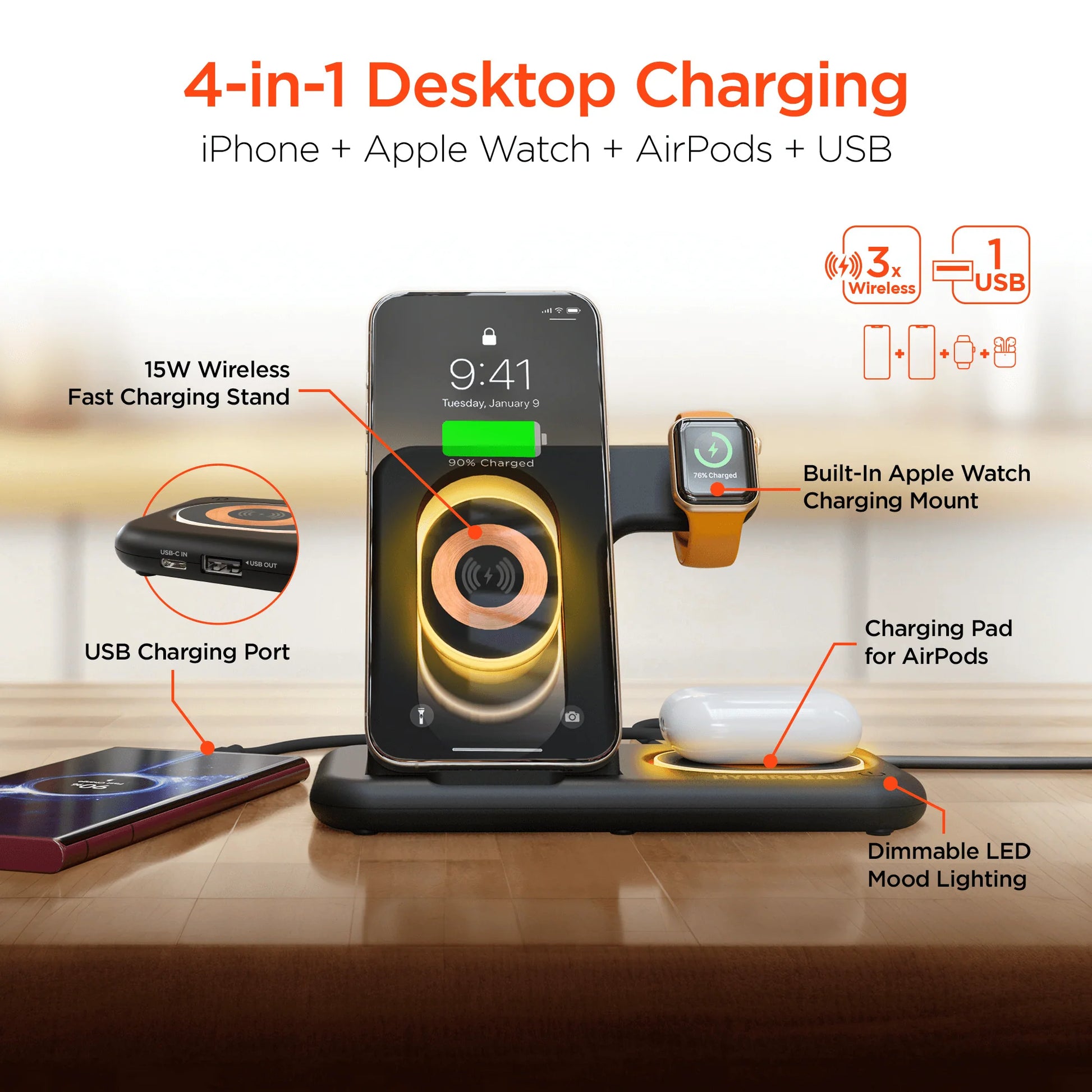 Hypergear 4 in 1 Wireless Charging Stand