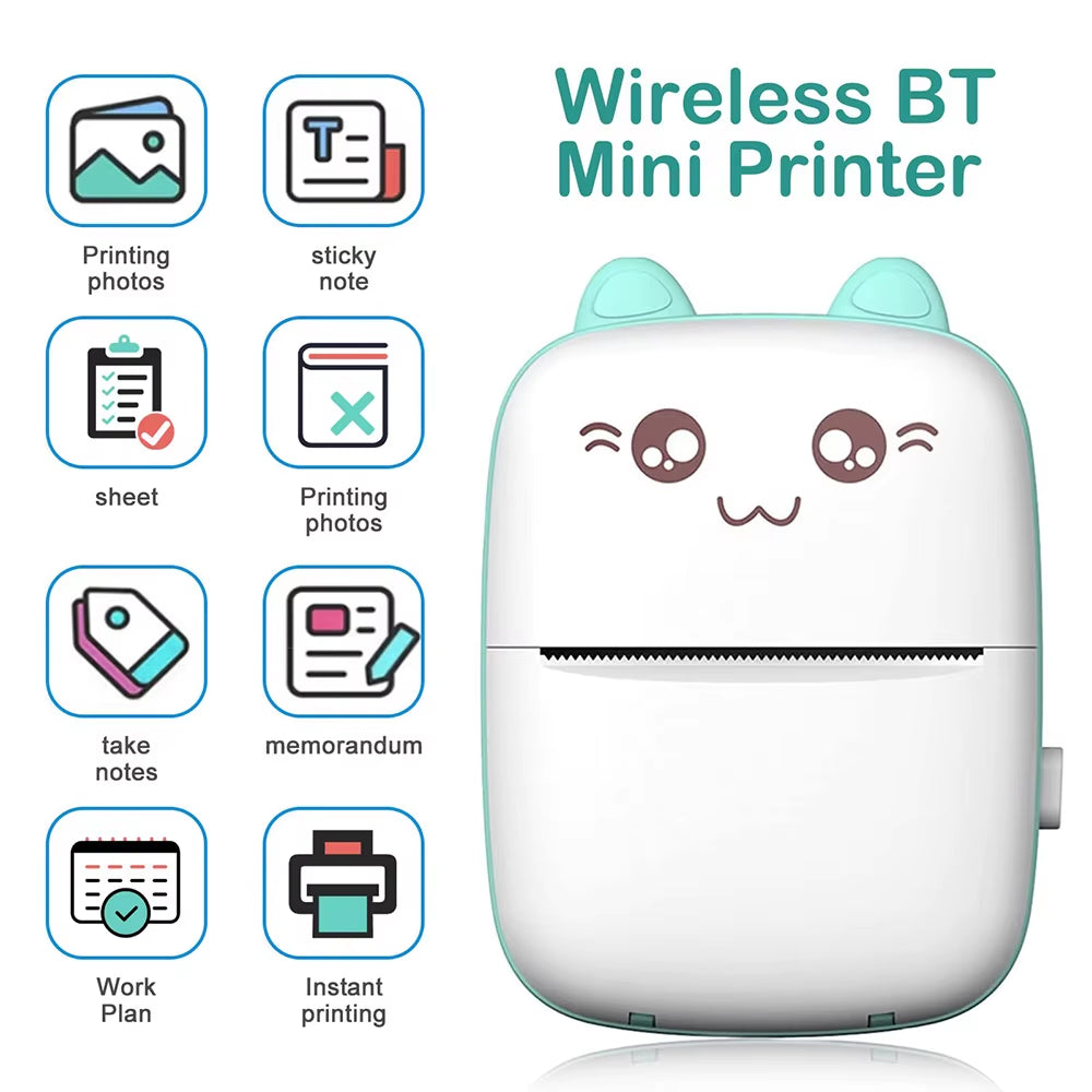 Mini Printer Portable Bluetooth Wireless Smart Label Thermal Portable Printers Stickers Paper Wireless Printers Children Gifts