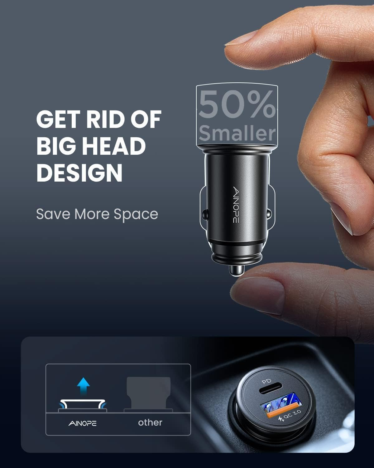 67.5W Car Charger USB C Fast Charge for Iphone 17 Pro, PD 45W USB C Car Charger Adapter, All Metal Cigarette Lighter Adapter for Iphone 17 Pro Max 16 15 Air Samsung S25 Android