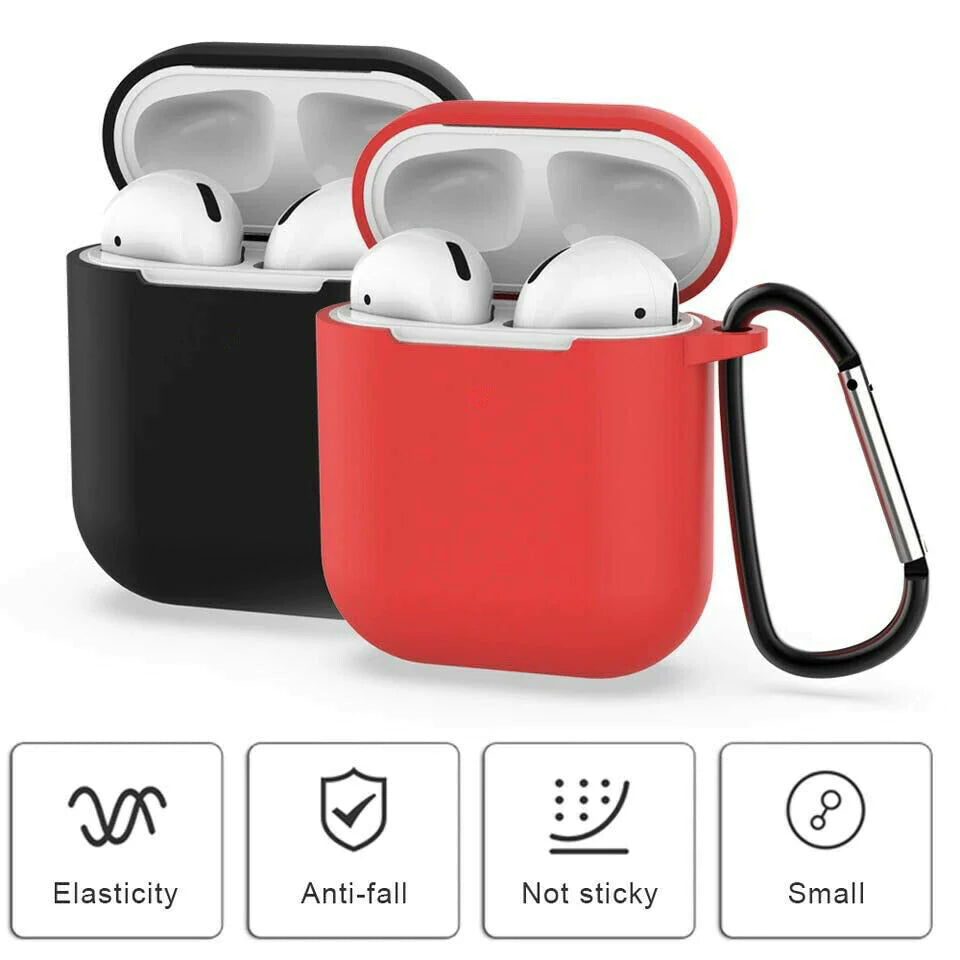 For Apple Airpods Case 1 2 Silicone Protector Shockproof Full Cover + Keychain