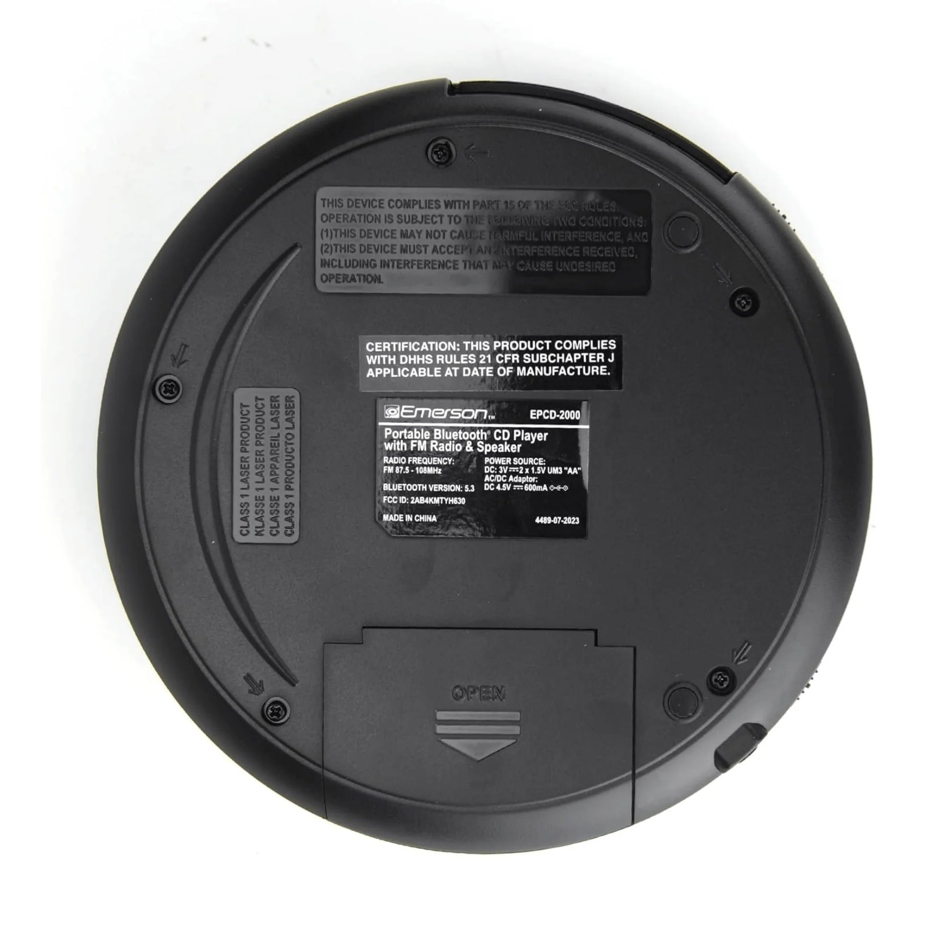 Emerson Portable Bluetooth CD Player W FM Radio, Speaker and Programmable Memory