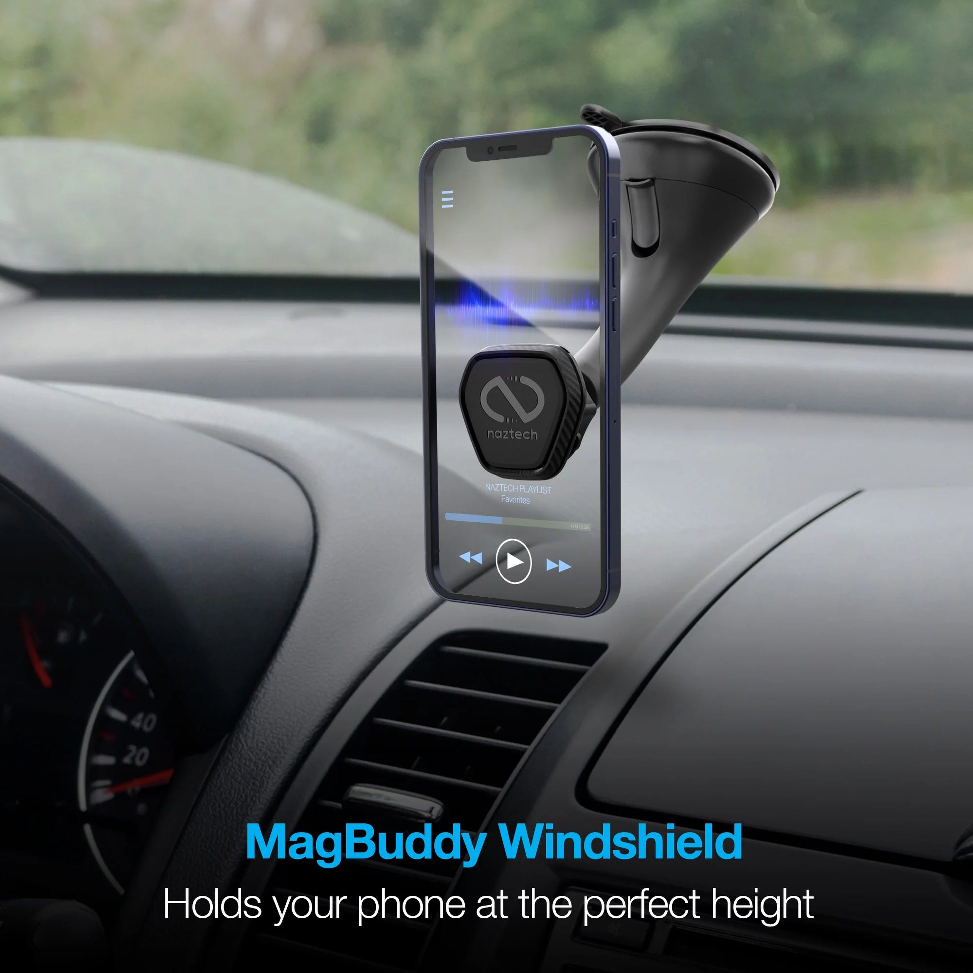 Naztech Magbuddy Elite Windshield Mount with Quick & Easy Installation