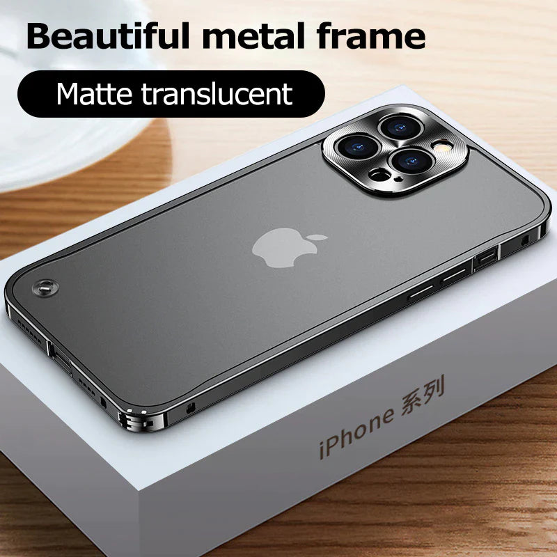 Metal Case for Iphone 11 12 13 14 plus Pro Max Aluminum Frame Cover for Iphon 13Mini Frosted PC Back Panel Metal Lens Protection