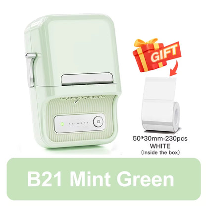 B21 Mini Thermal Printer Wireless Barcode Label Maker Bluetooth Portable Adhesive Label Printers for Office Commercial