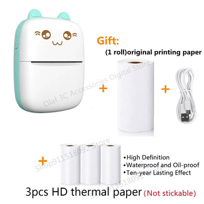 Meow Mini Label Printer Thermal Portable Printers Stickers Paper Inkless Wireless Impresora Portátil 200Dpi Android IOS 57Mm