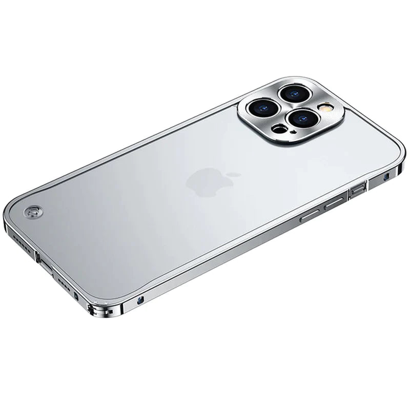 Metal Case for Iphone 11 12 13 14 plus Pro Max Aluminum Frame Cover for Iphon 13Mini Frosted PC Back Panel Metal Lens Protection