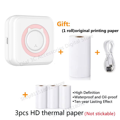 Meow Mini Label Printer Thermal Portable Printers Stickers Paper Inkless Wireless Impresora Portátil 200Dpi Android IOS 57Mm