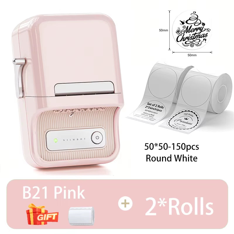 B21 Mini Thermal Printer Wireless Barcode Label Maker Bluetooth Portable Adhesive Label Printers for Office Commercial