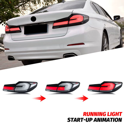LED Tail Lights for BMW G30 F90 M5 5-Series 520 530 2017-2020 Sequential Turn Signal Blue Start-Up Animation Rear Lamps Assembly