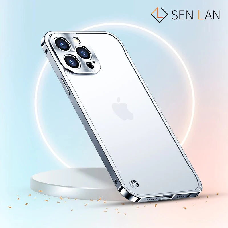 Metal Case for Iphone 11 12 13 14 plus Pro Max Aluminum Frame Cover for Iphon 13Mini Frosted PC Back Panel Metal Lens Protection