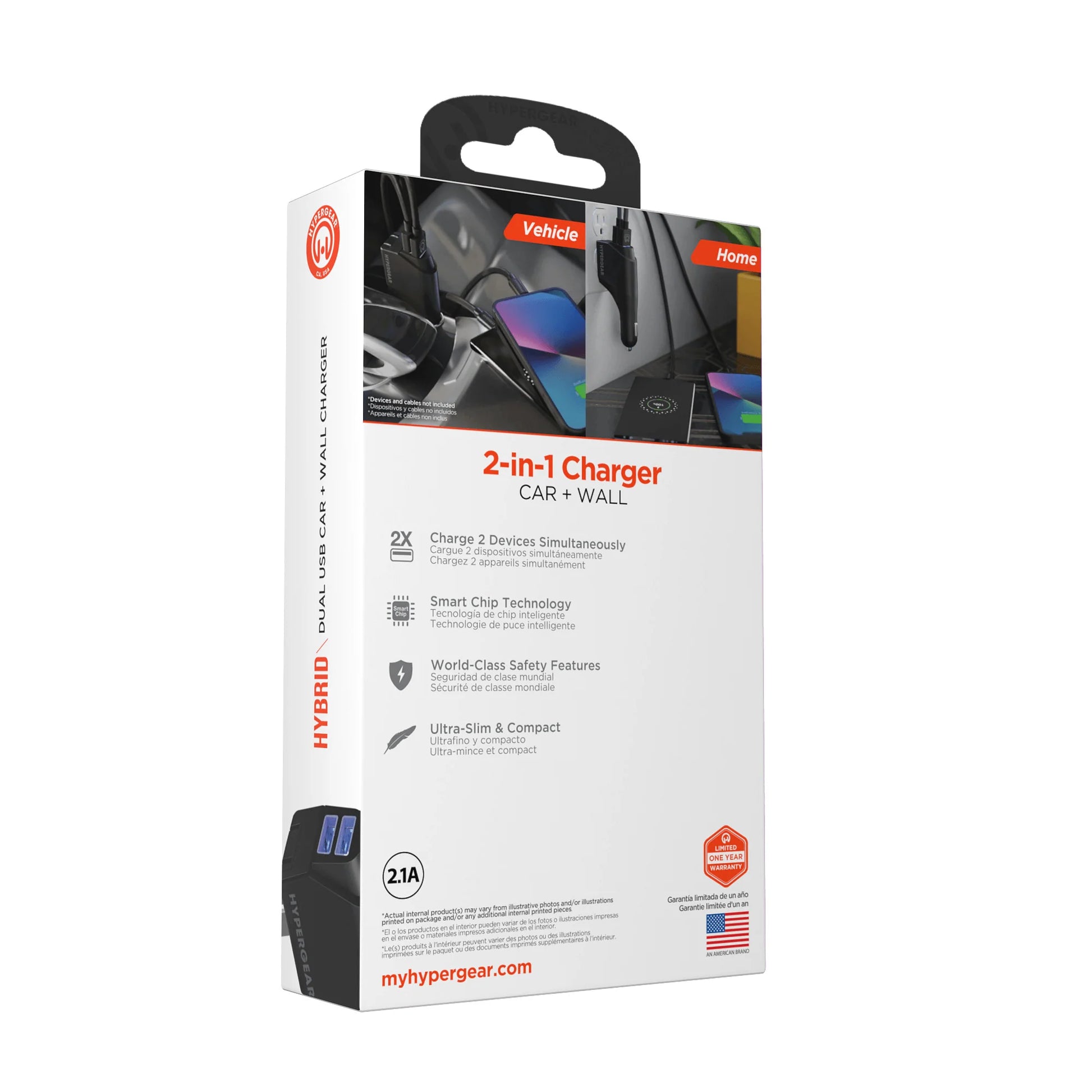 Hypergear Hybrid 2.1A Dual USB Car/Wall Charger