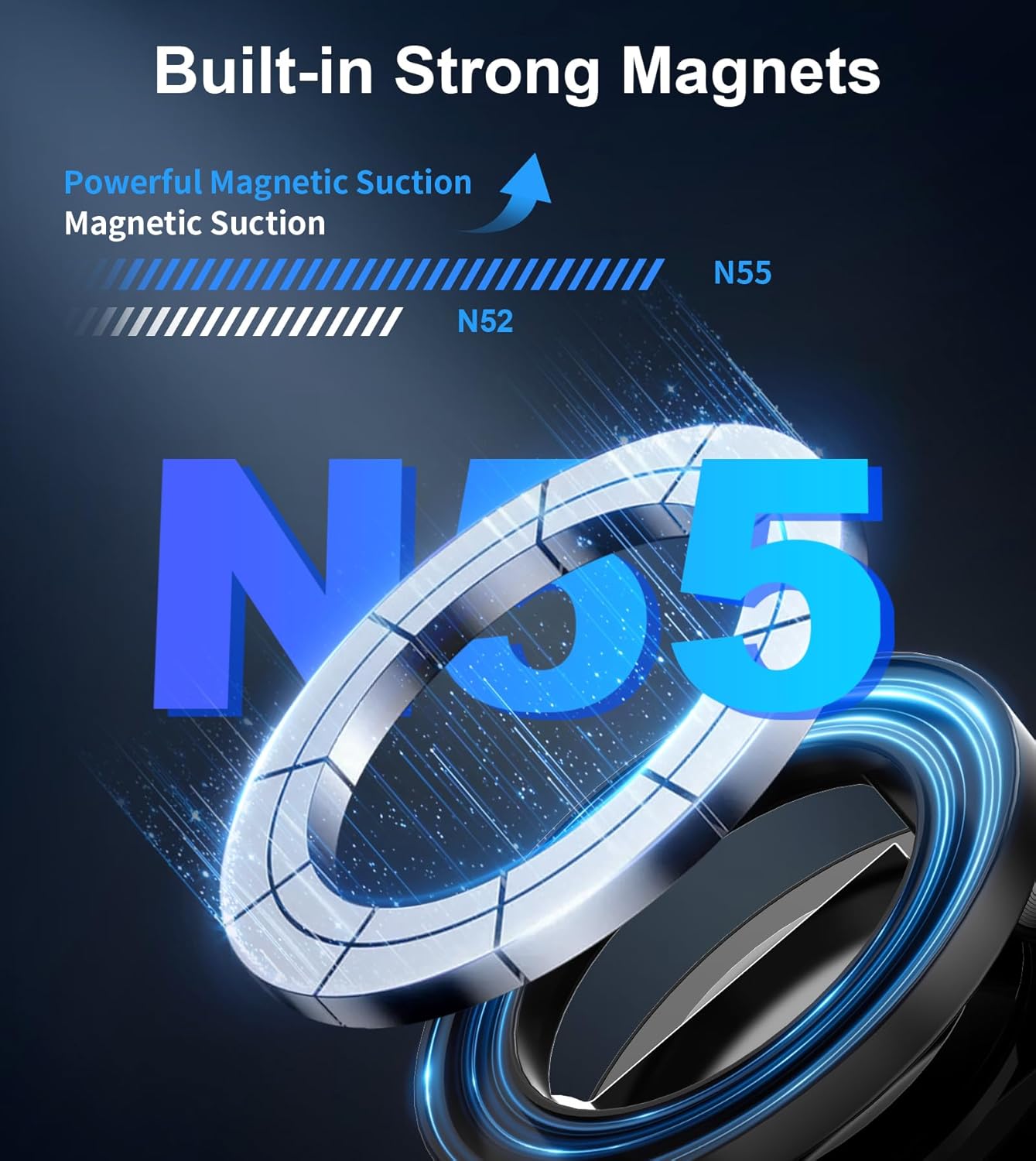 Vacuum Magnetic Car Phone Holder Stand,360° Adjustable Car Phone Mount for Magsafe with Suction Cup & Swivel Lock,Foldable Phone Holders for Your Car,Cell Phone Car Mount for Iphone & Android