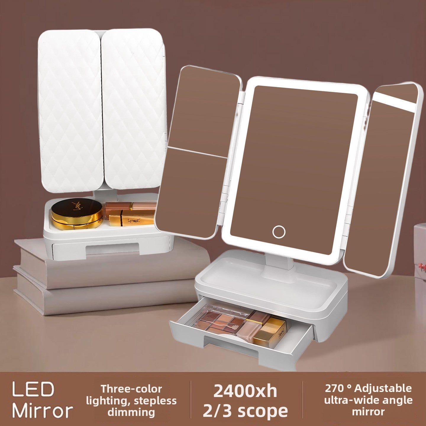 Desktop dressing and beauty mirror