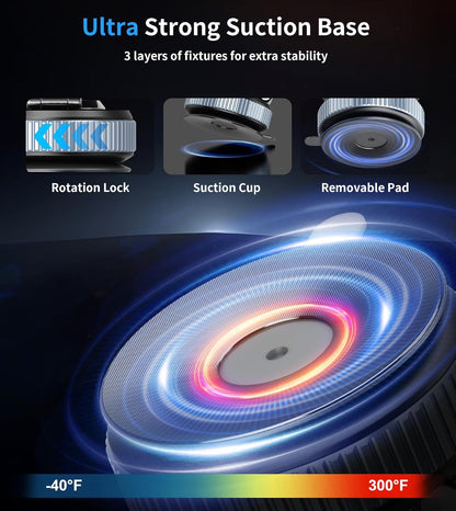 Vacuum Magnetic Car Phone Holder Stand,360° Adjustable Car Phone Mount for Magsafe with Suction Cup & Swivel Lock,Foldable Phone Holders for Your Car,Cell Phone Car Mount for Iphone & Android