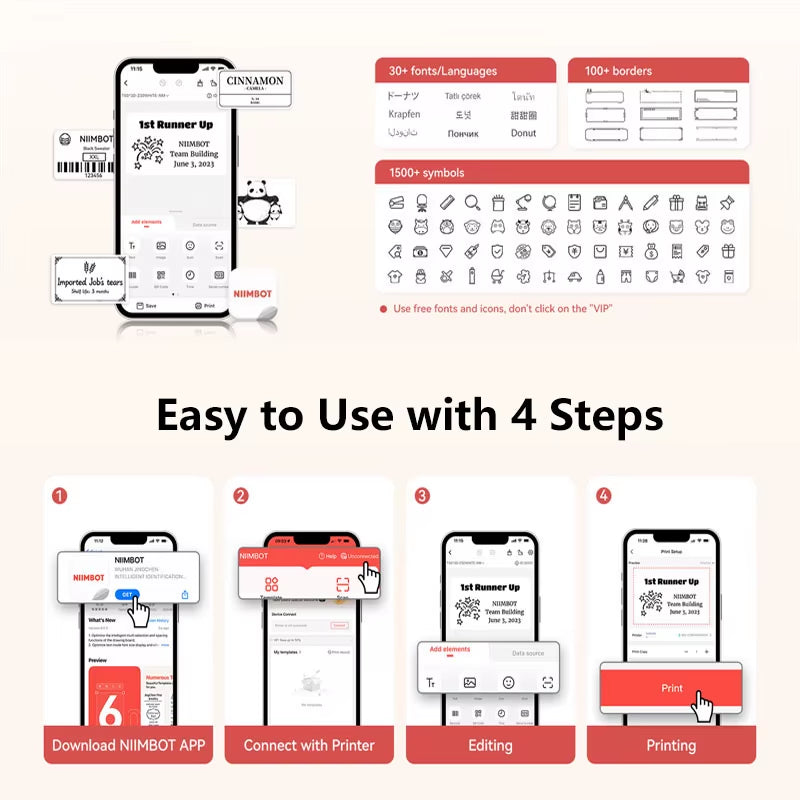 B21 Mini Thermal Printer Wireless Barcode Label Maker Bluetooth Portable Adhesive Label Printers for Office Commercial