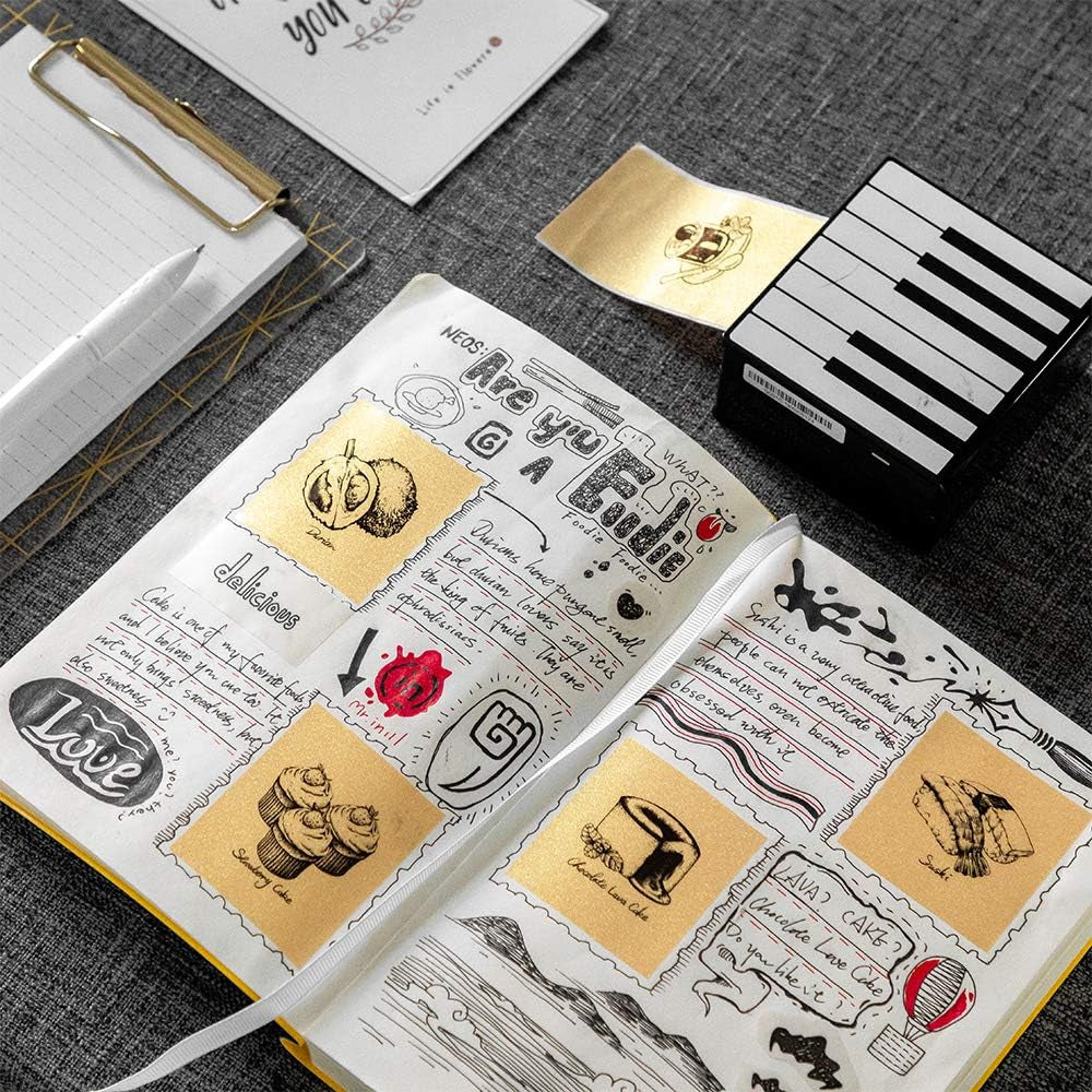 Golden Self-Adhesive Thermal Paper, Glossy Printable Sticker Paper Label for  M02/M02 Pro/M02S/P2S/M03/M04S Mini Sticker Printer, 50Mm X 3.5M, Diameter 28Mm, 3-Rolls