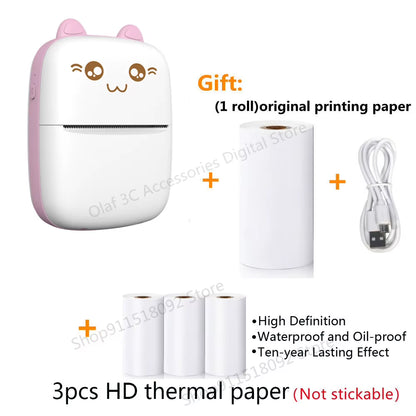Meow Mini Label Printer Thermal Portable Printers Stickers Paper Inkless Wireless Impresora Portátil 200Dpi Android IOS 57Mm