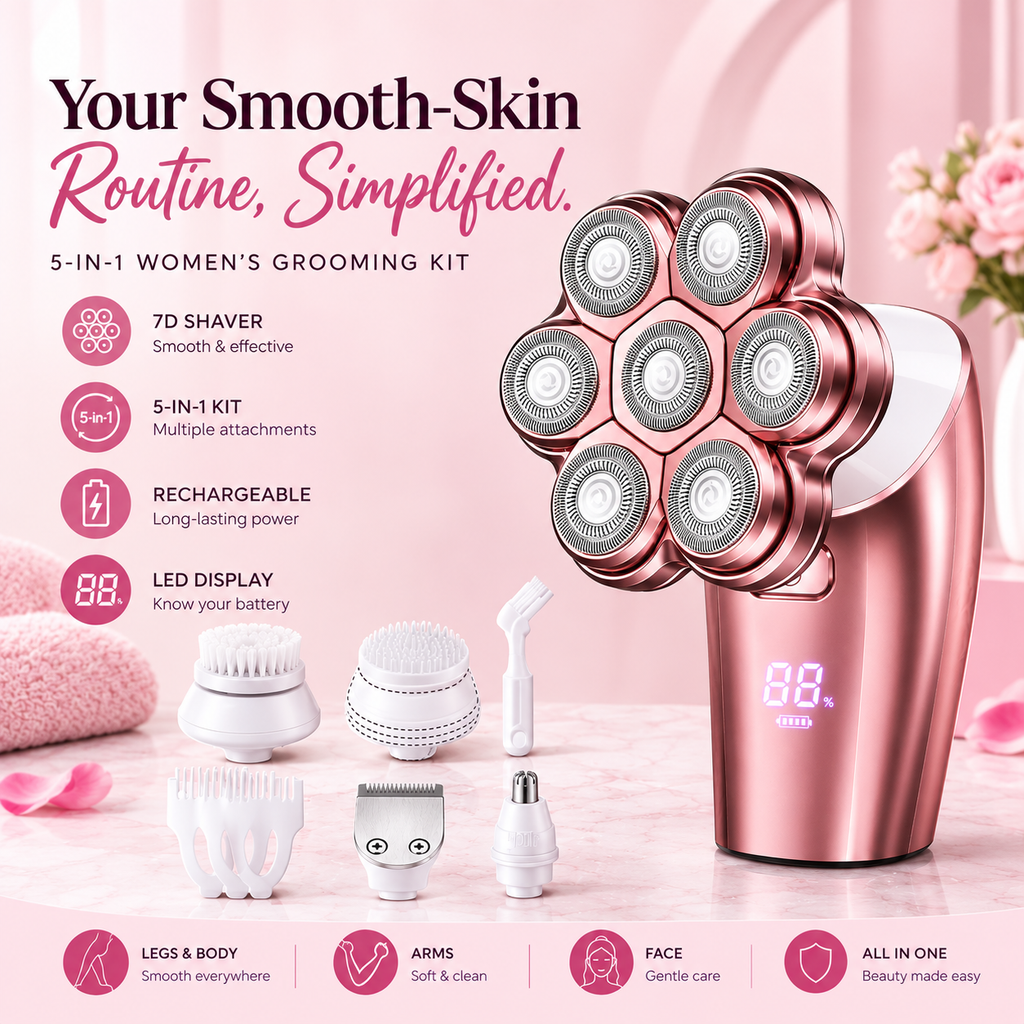 Oasis™ 5-in-1 Women’s Electric Razor for Legs & Body Hair Removal