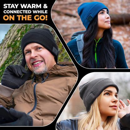Bluetooth Beanie Hat – 15-Hour Battery, Built-In Mic, Fully Washable, Perfect Tech Gift for Men & Women