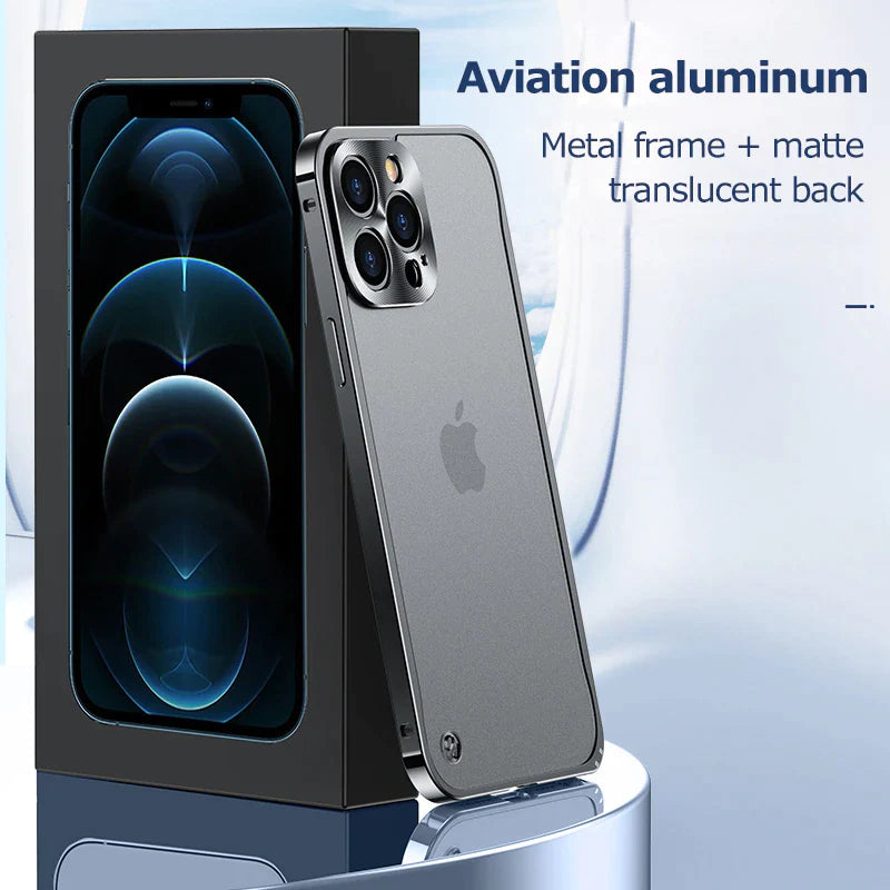 Metal Case for Iphone 11 12 13 14 plus Pro Max Aluminum Frame Cover for Iphon 13Mini Frosted PC Back Panel Metal Lens Protection