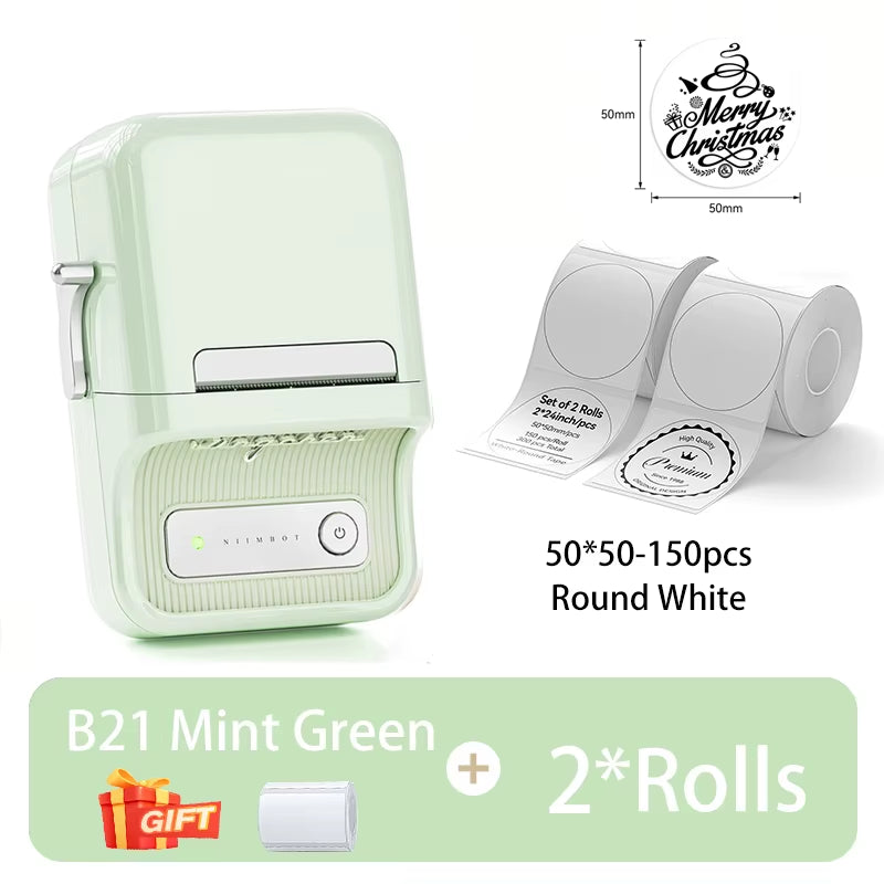 B21 Mini Thermal Printer Wireless Barcode Label Maker Bluetooth Portable Adhesive Label Printers for Office Commercial