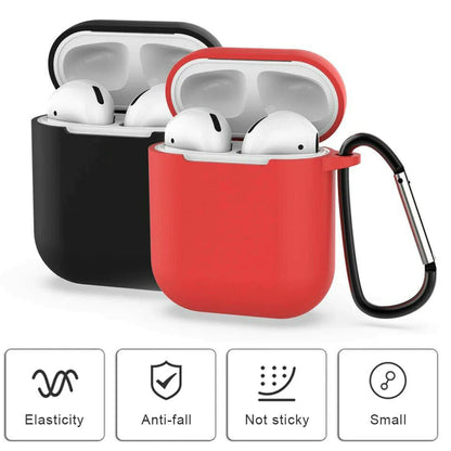 For Apple Airpods Case 1 2 Silicone Protector Shockproof Full Cover + Keychain