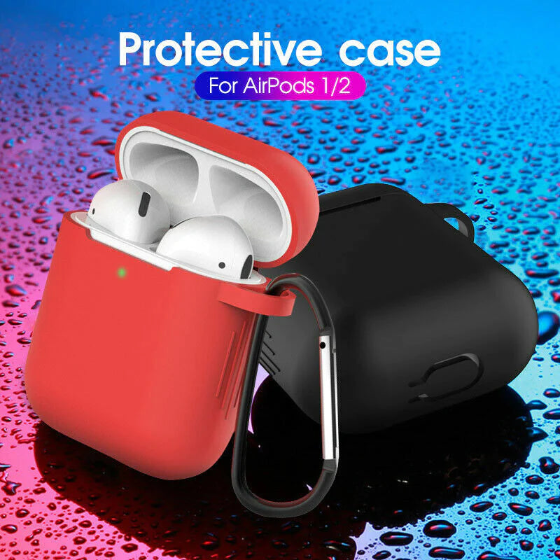 For Apple Airpods Case 1 2 Silicone Protector Shockproof Full Cover + Keychain