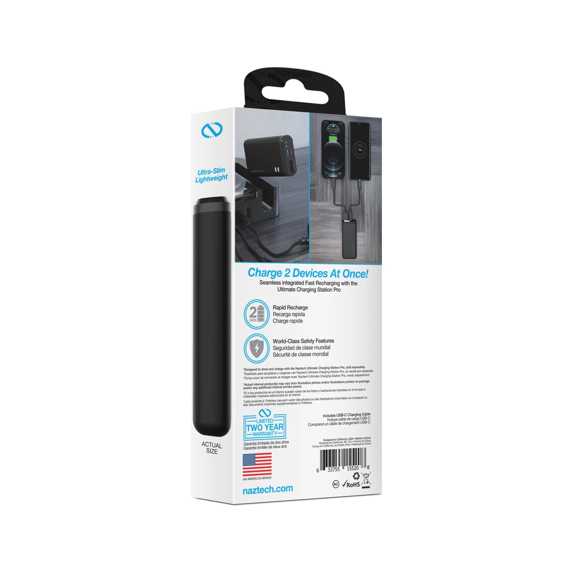 Naztech 4000Mah USB-C + USB Power Bank with 13 Hours Battery Life